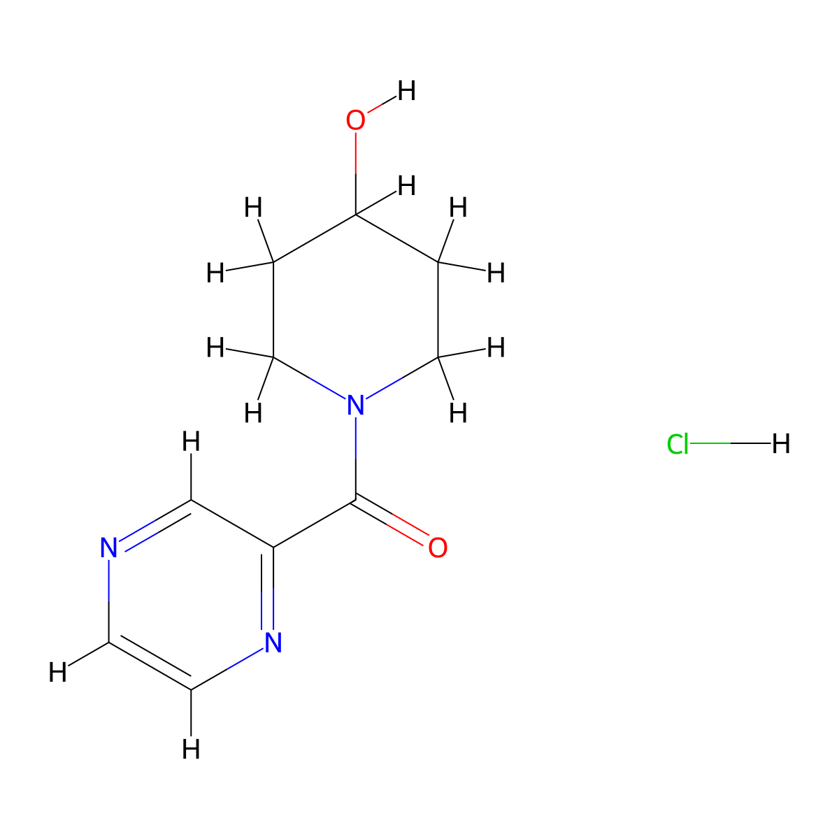 (4-Hydroxy-piperidin-1-yl)-pyrazin-2-yl-methanone hydrochloride molecular structure, CAS 1185309-12-9