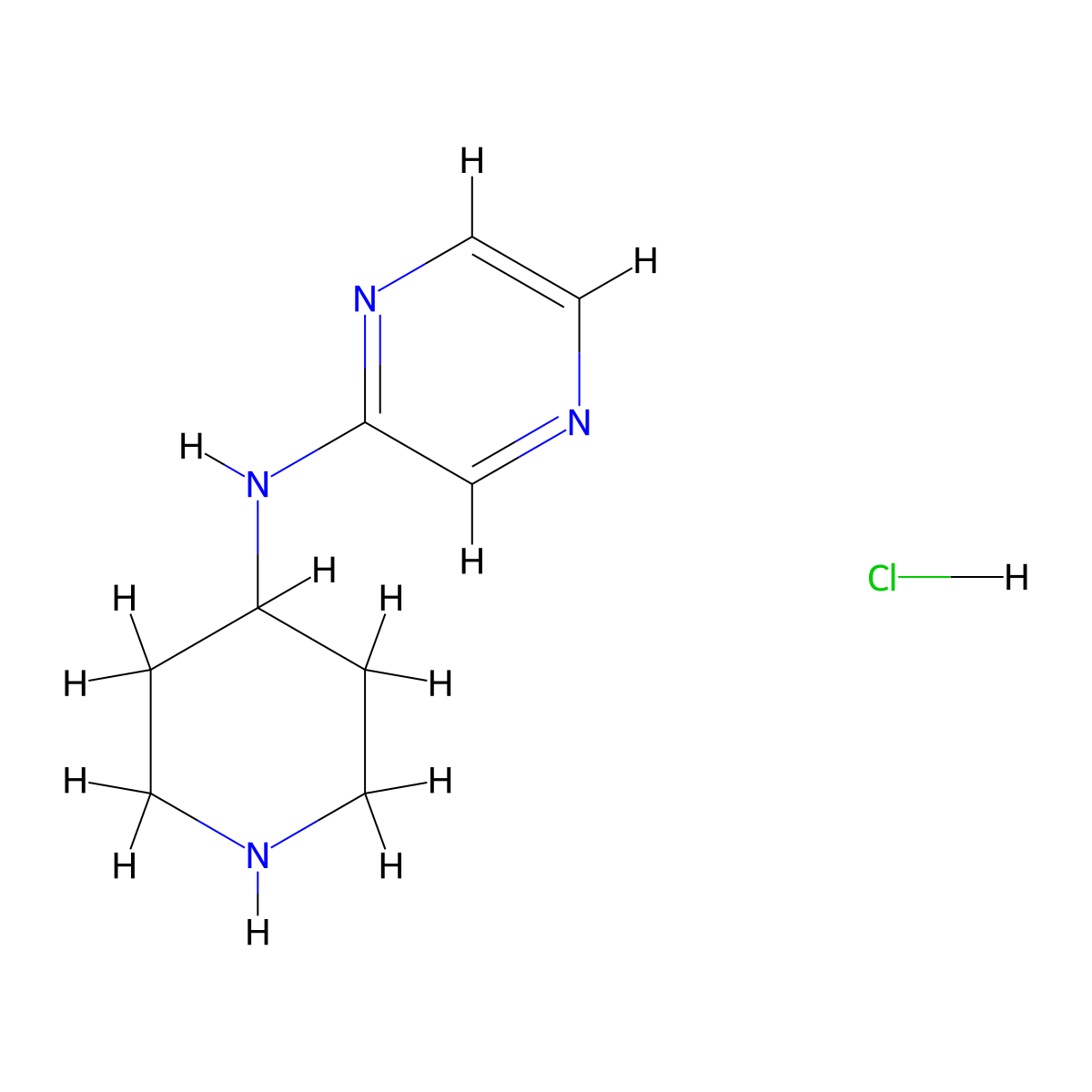 N-(Piperidin-4-yl)pyrazin-2-amine hydrochloride molecular structure, CAS 1185309-22-1