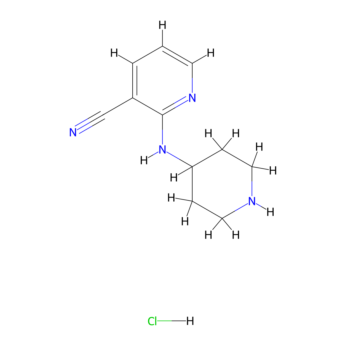 2-(Piperidin-4-ylamino)nicotinonitrile hydrochloride molecular structure, CAS 1185309-59-4
