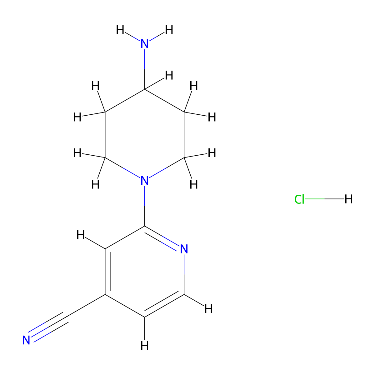 2-(4-Aminopiperidin-1-yl)isonicotinonitrile hydrochloride molecular structure, CAS 1185309-64-1