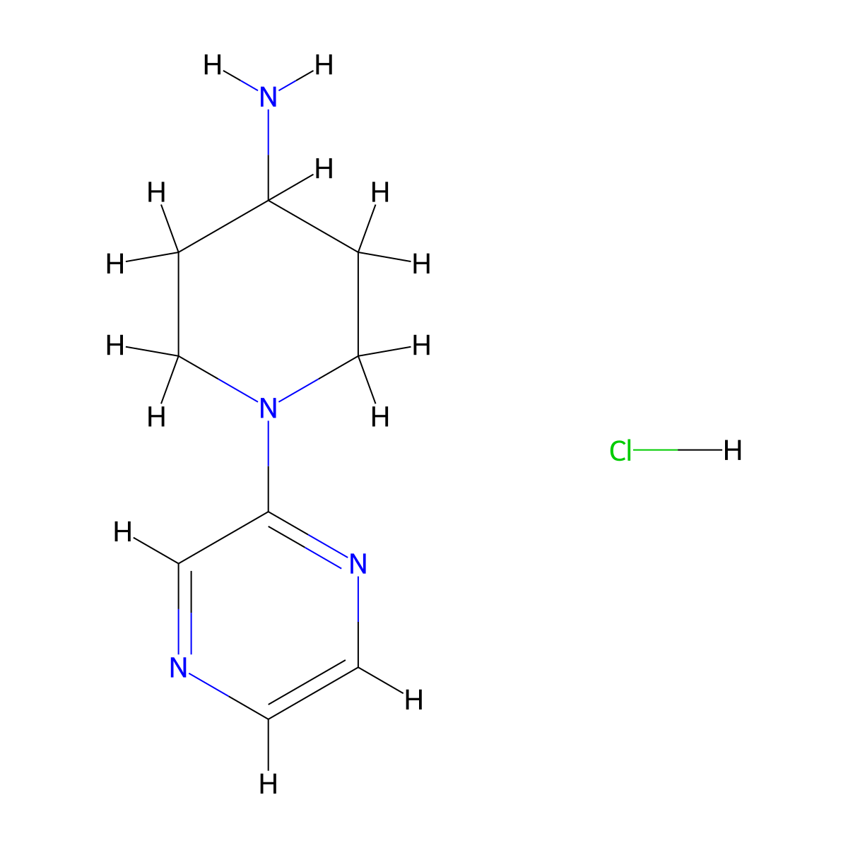 1-Pyrazin-2-yl-piperidin-4-ylamine hydrochloride molecular structure, CAS 1185309-71-0