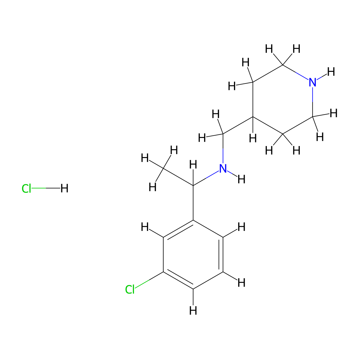 [1-(3-Chloro-phenyl)-ethyl]-piperidin-4-ylmethyl-amine hydrochloride molecular structure, CAS 1185309-93-6
