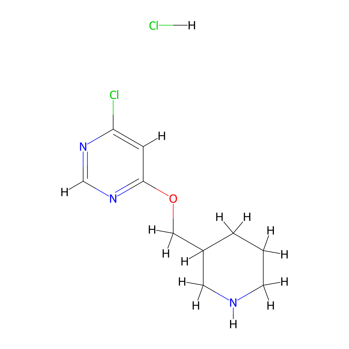 4-Chloro-6-(3-piperidinylmethoxy)pyrimidine hydrochloride molecular structure, CAS 1185309-95-8