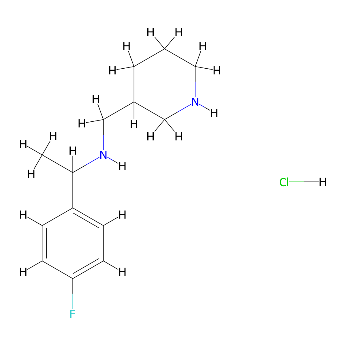 [1-(4-Fluoro-phenyl)-ethyl]-piperidin-3-ylmethyl-amine hydrochloride molecular structure, CAS 1185310-07-9