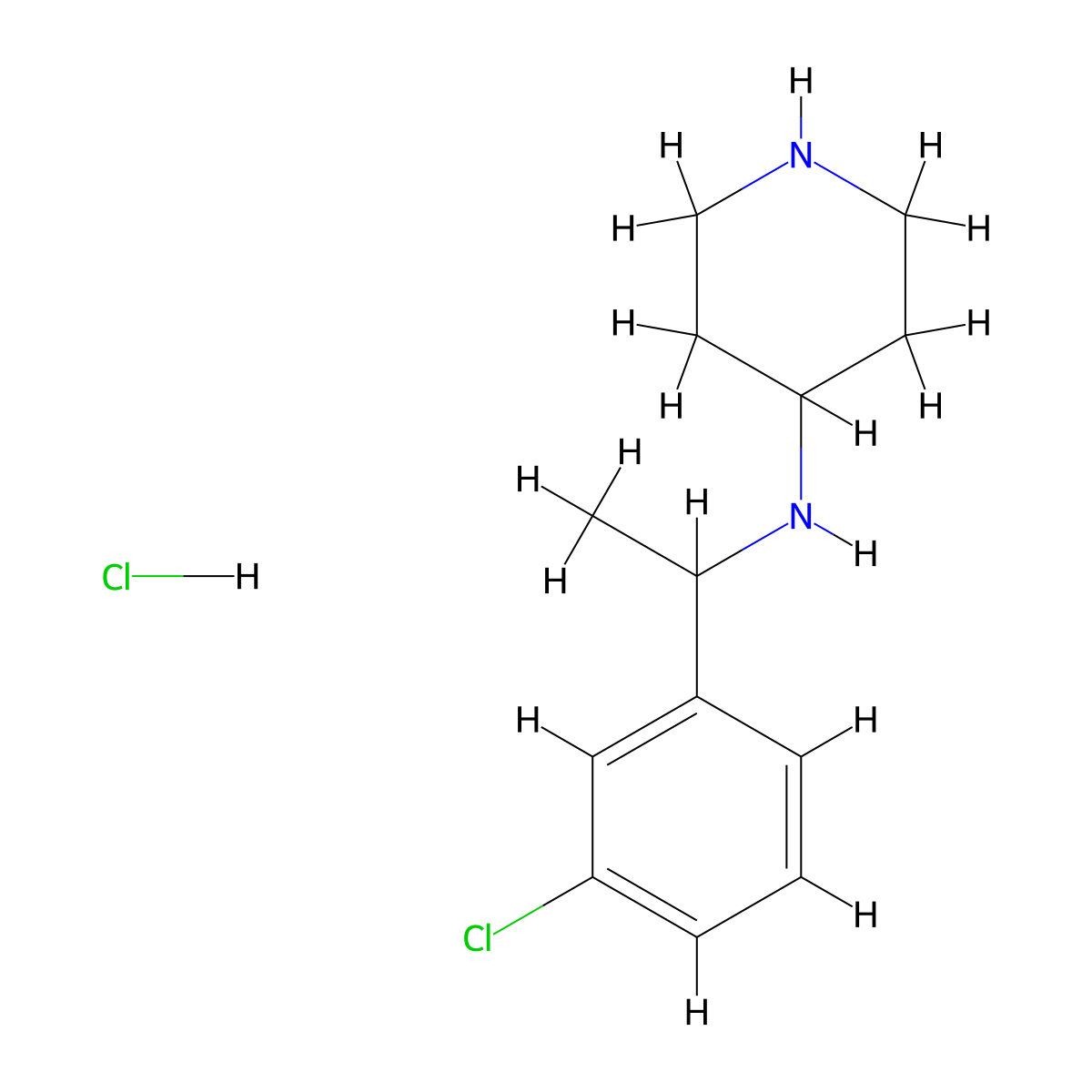 [1-(3-Chloro-phenyl)-ethyl]-piperidin-4-yl-amine hydrochloride molecular structure, CAS 1185310-15-9