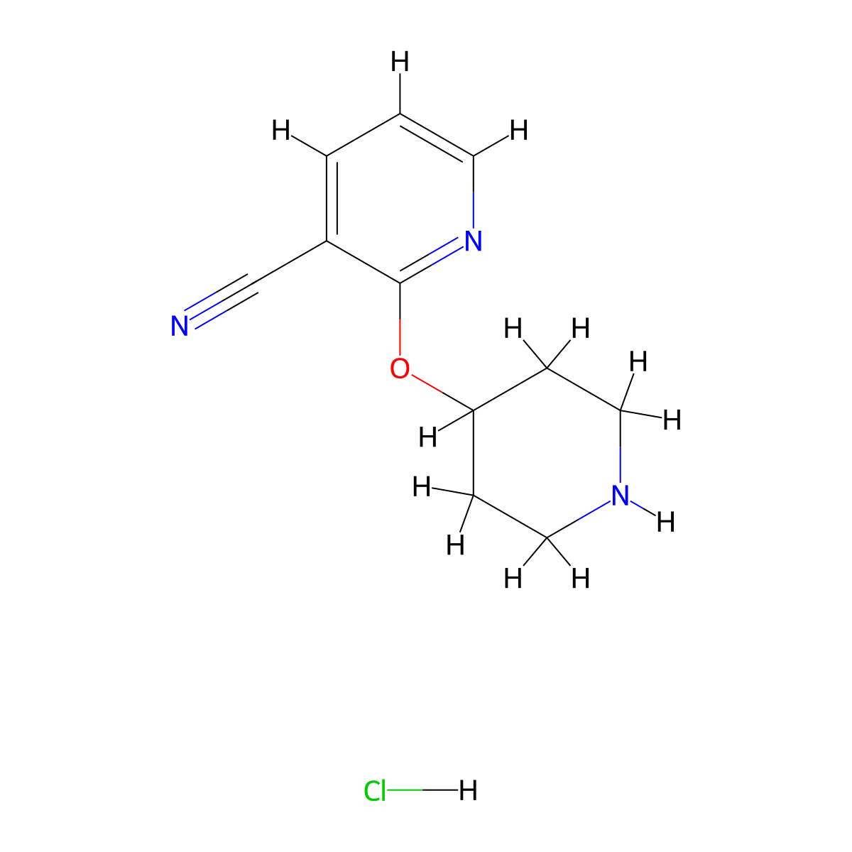 2-(Piperidin-4-yloxy)nicotinonitrile hydrochloride molecular structure, CAS 1185310-20-6