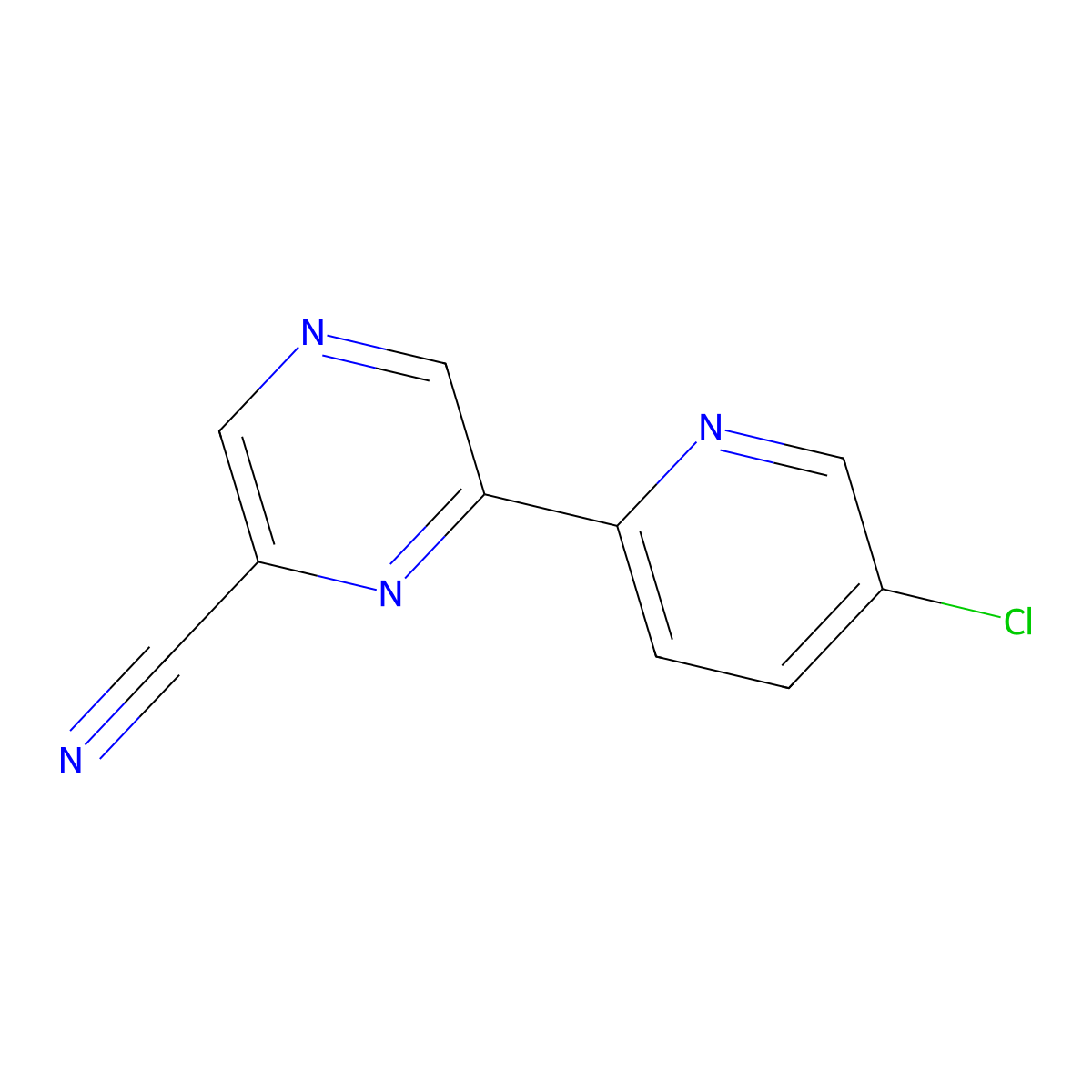 5-Chloro-2-(6'-cyano-2'-pyrazinyl)pyridine molecular structure, CAS 1185310-41-1