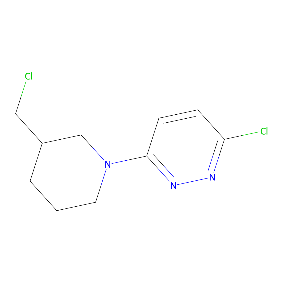 3-Chloro-6-(3-(chloromethyl)piperidin-1-yl)pyridazine molecular structure, CAS 1185310-44-4