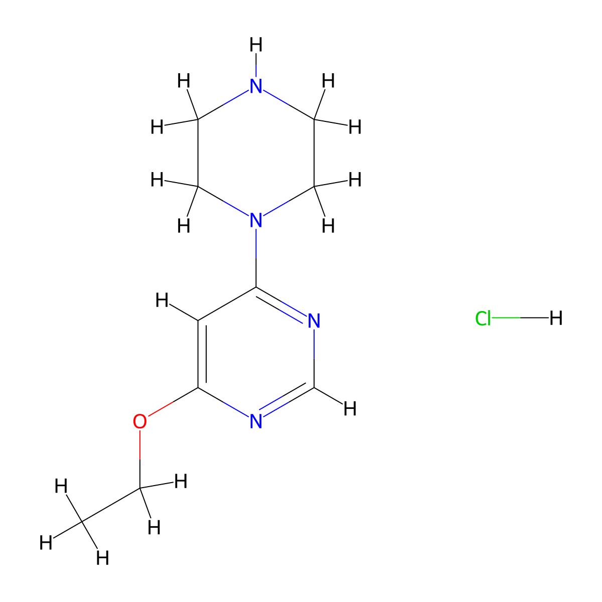 4-Ethoxy-6-(piperazin-1-yl)pyrimidine hydrochloride molecular structure, CAS 1185310-50-2