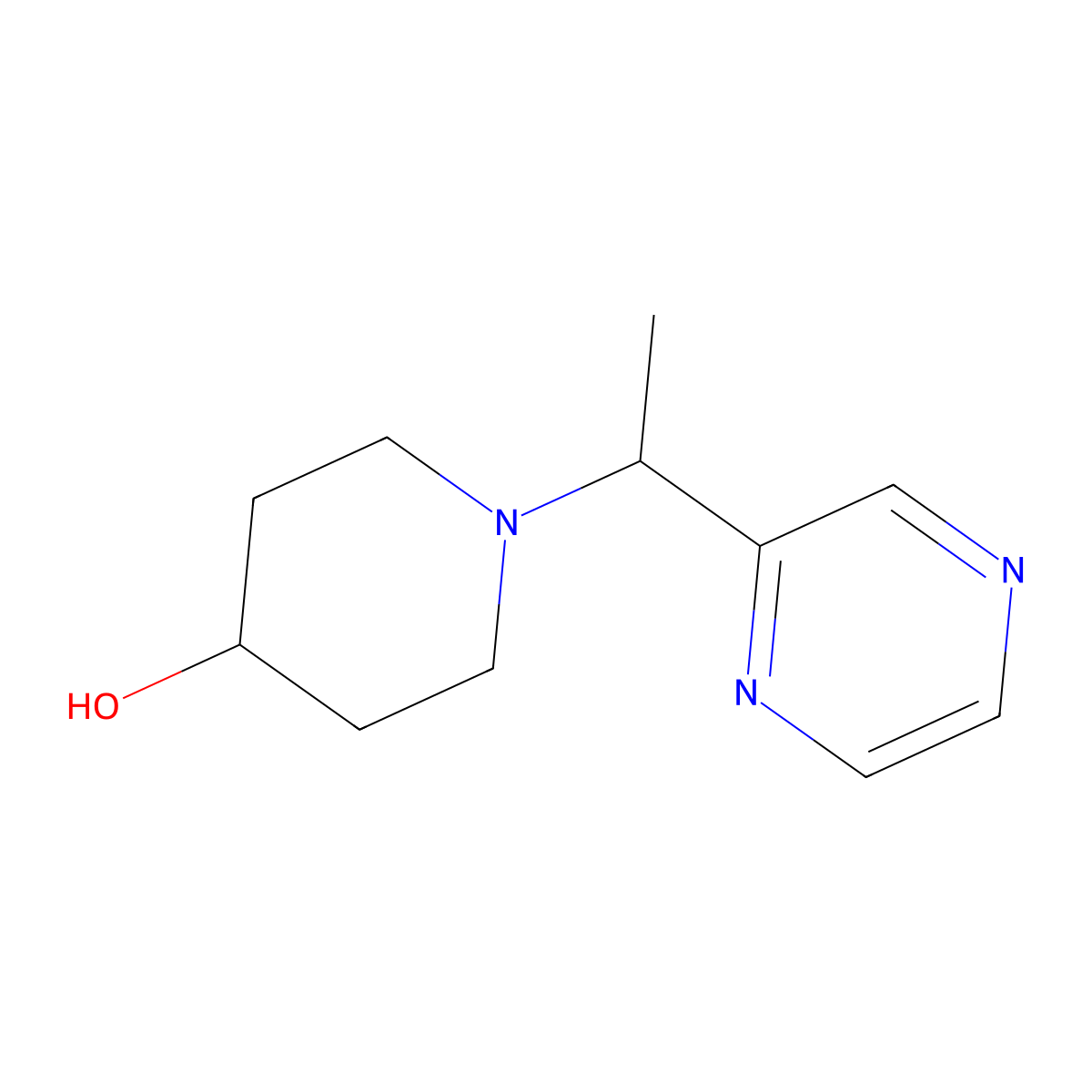 1-(1-(Pyrazin-2-yl)ethyl)piperidin-4-ol molecular structure, CAS 1185310-52-4