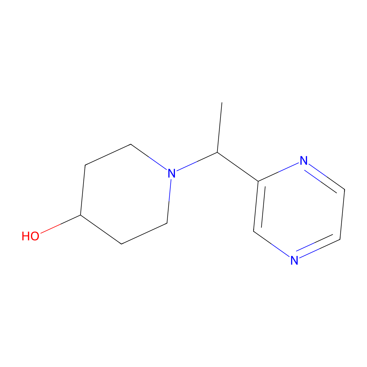 1-(1-(Pyrazin-2-yl)ethyl)piperidin-4-ol molecular structure, CAS 1185310-52-4