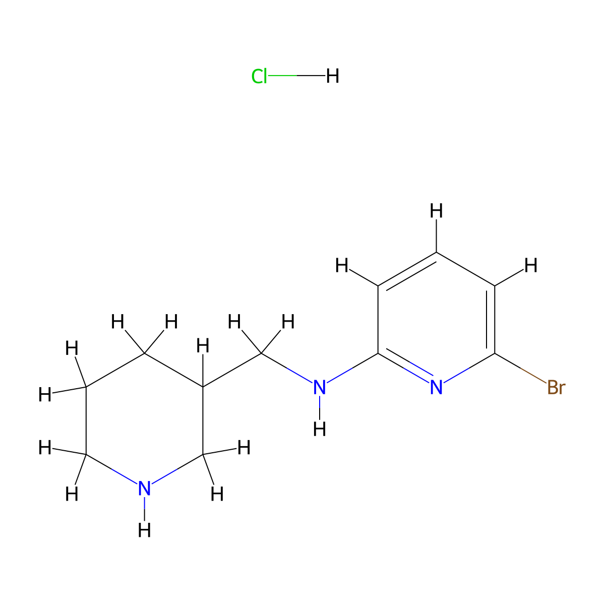 (6-Bromo-pyridin-2-yl)-piperidin-3-ylmethyl-amine hydrochloride molecular structure, CAS 1185310-62-6