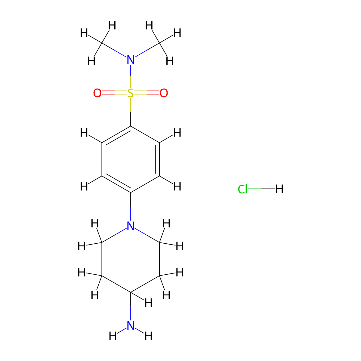 4-(4-aminopiperidin-1-yl)-N,N-dimethylbenzenesulfonamide hydrochloride molecular structure, CAS 1185310-65-9