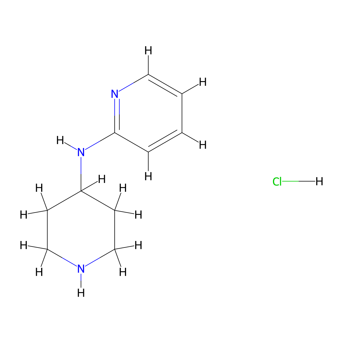 N-(piperidin-4-yl)pyridin-2-amine hydrochloride molecular structure, CAS 1185310-73-9