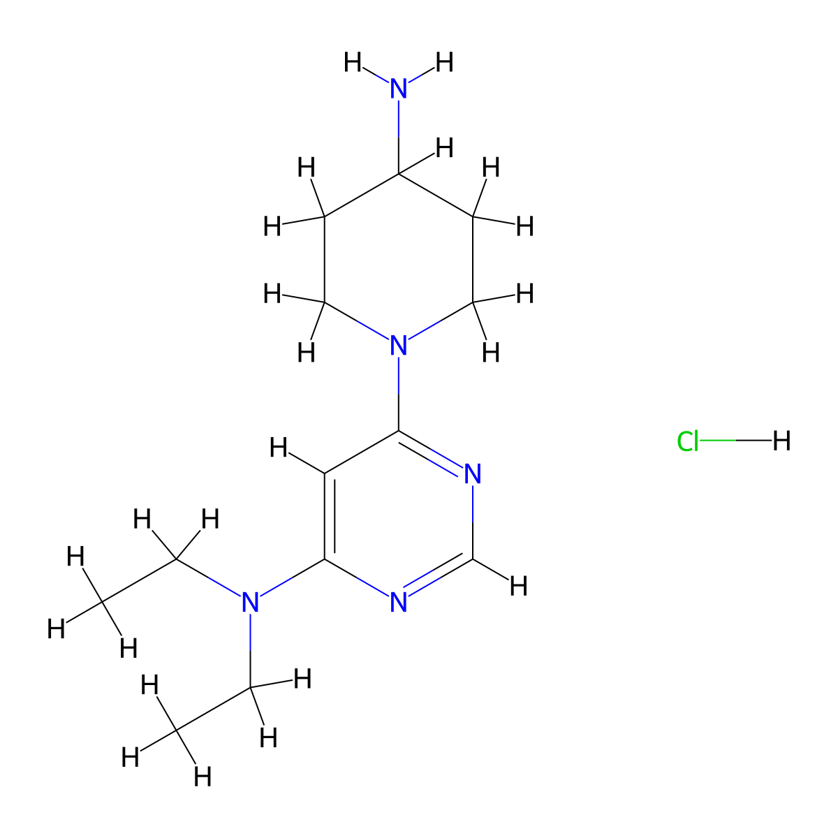 [6-(4-Amino-piperidin-1-yl)-pyrimidin-4-yl]-diethyl-amine hydrochloride molecular structure, CAS 1185310-82-0