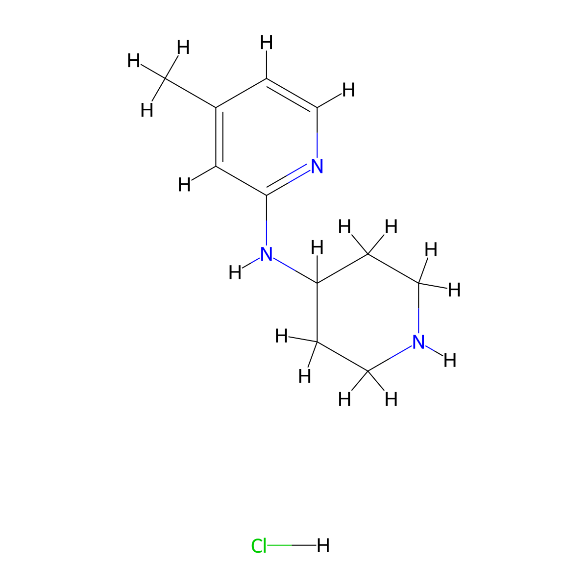 (4-Methyl-pyridin-2-yl)-piperidin-4-yl-amine hydrochloride molecular structure, CAS 1185310-83-1