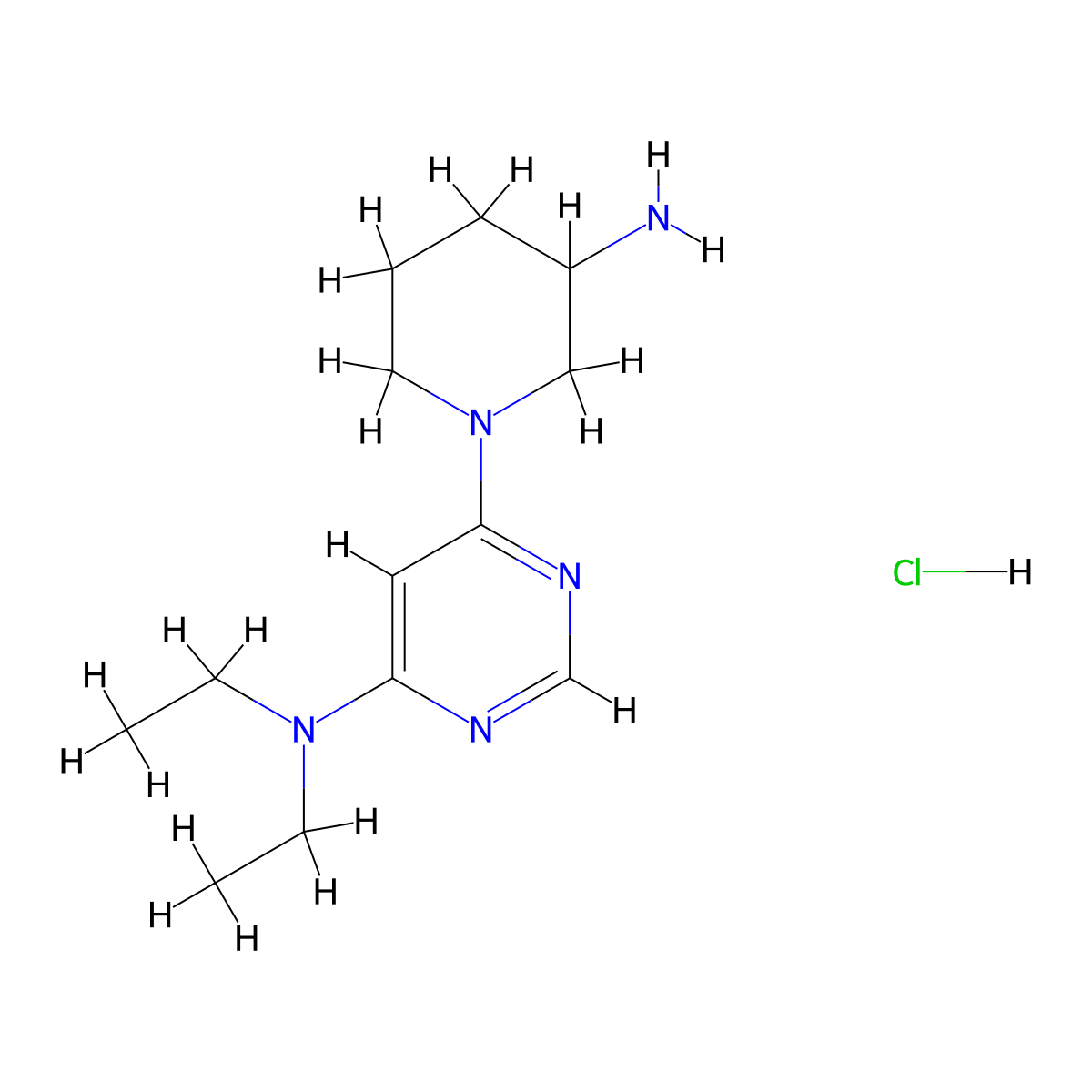 [6-(3-Amino-piperidin-1-yl)-pyrimidin-4-yl]-diethyl-amine hydrochloride molecular structure, CAS 1185310-90-0