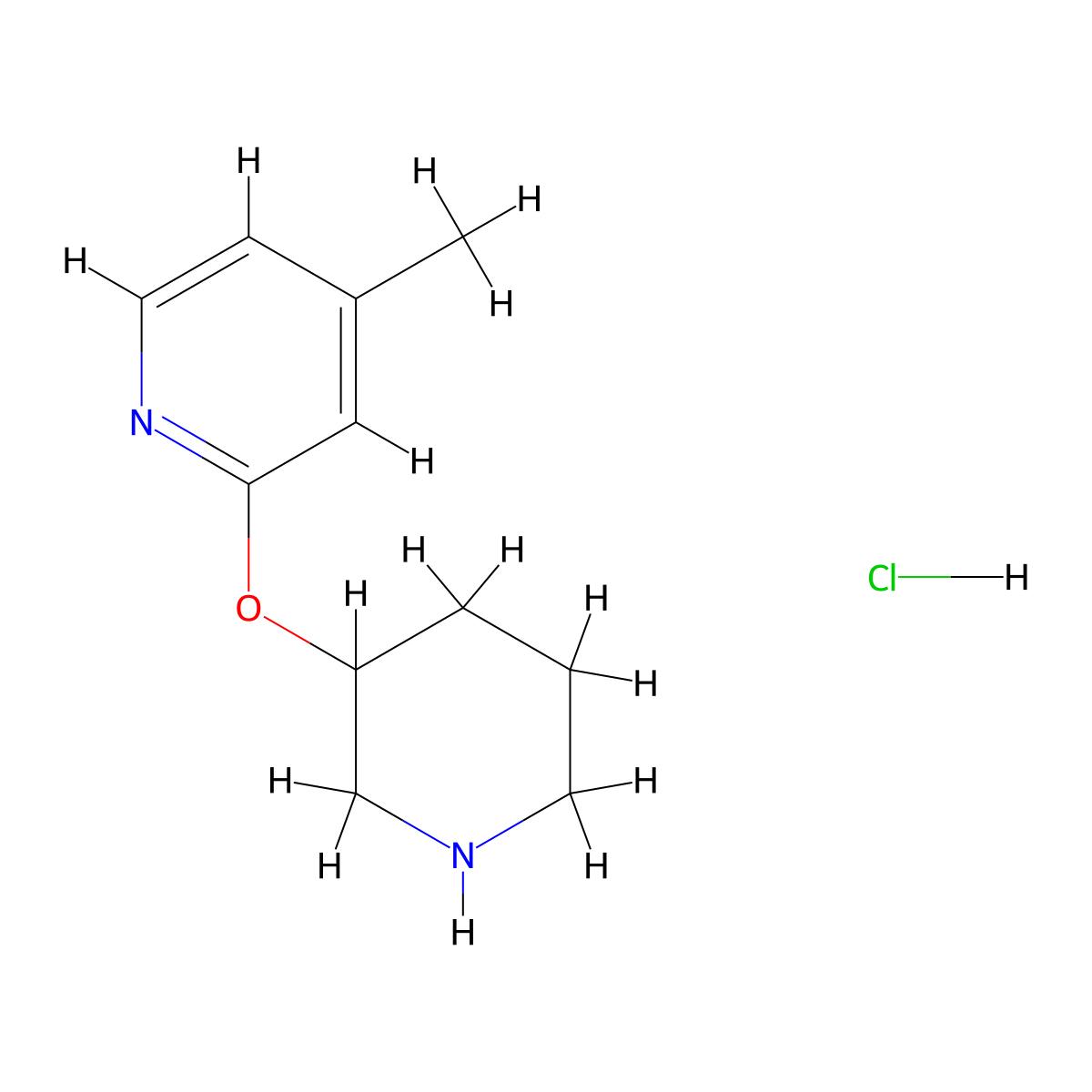 4-Methyl-2-(piperidin-3-yloxy)-pyridine hydrochloride molecular structure, CAS 1185310-94-4
