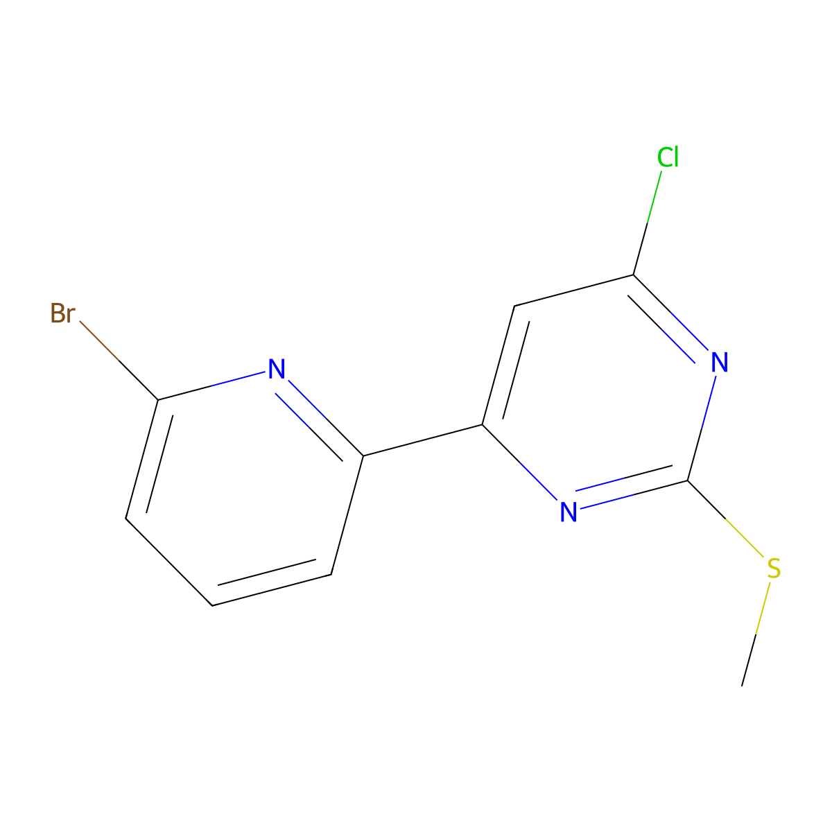 4-Chloro-2-methylthio-6-(6'-bromo-2'-pyridyl)pyrimidine molecular structure, CAS 1185311-02-7
