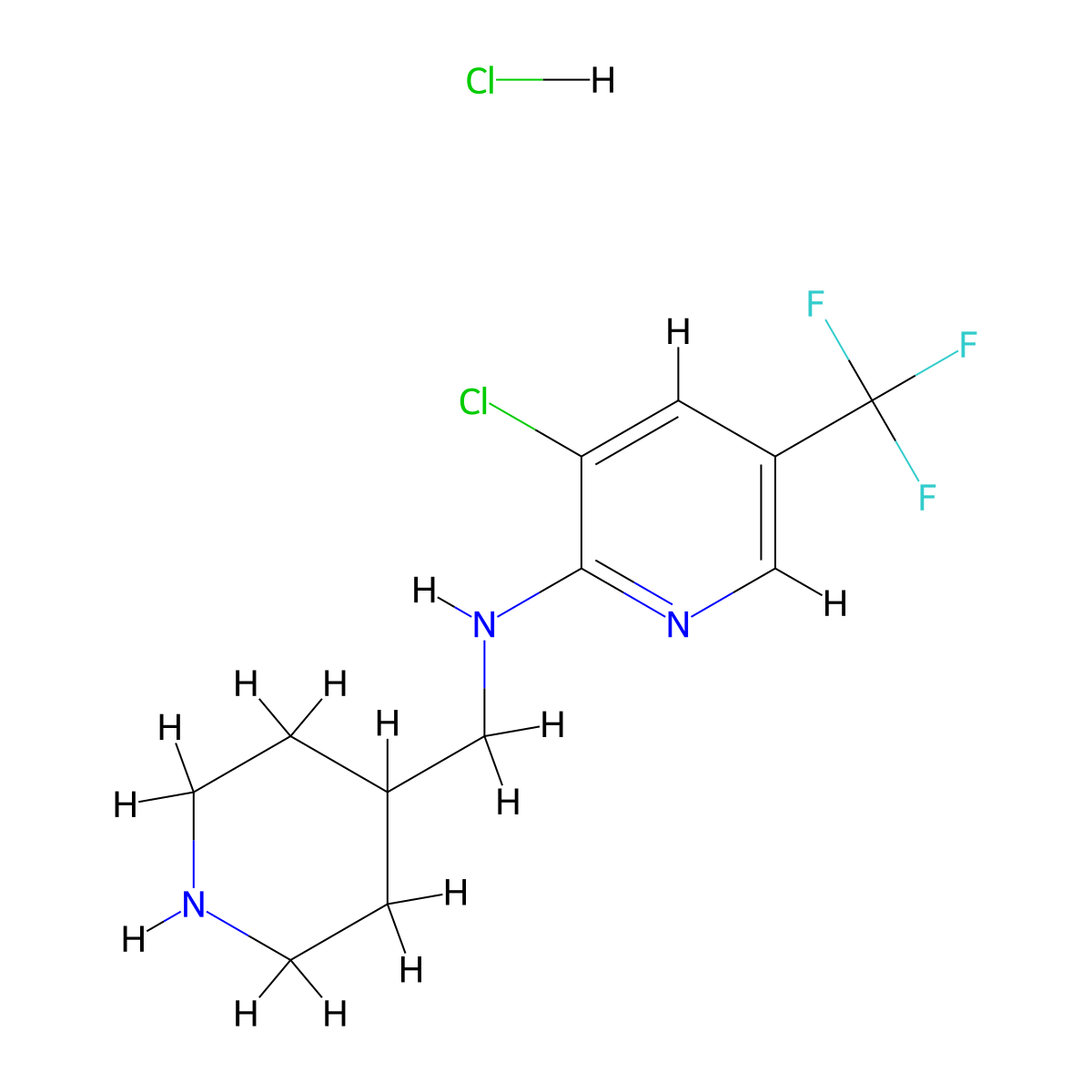 (3-Chloro-5-trifluoromethyl-pyridin-2-yl)-piperidin-4-ylmethyl-amine hydrochloride molecular structure, CAS 1185311-09-4
