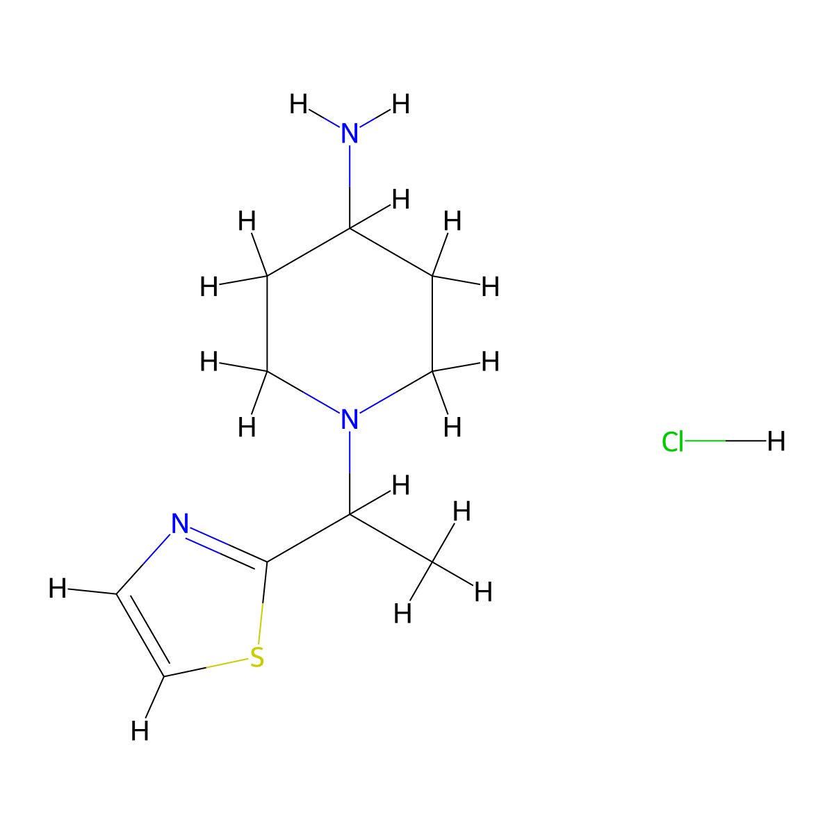 1-(1-Thiazol-2-yl-ethyl)-piperidin-4-ylamine hydrochloride molecular structure, CAS 1185311-19-6