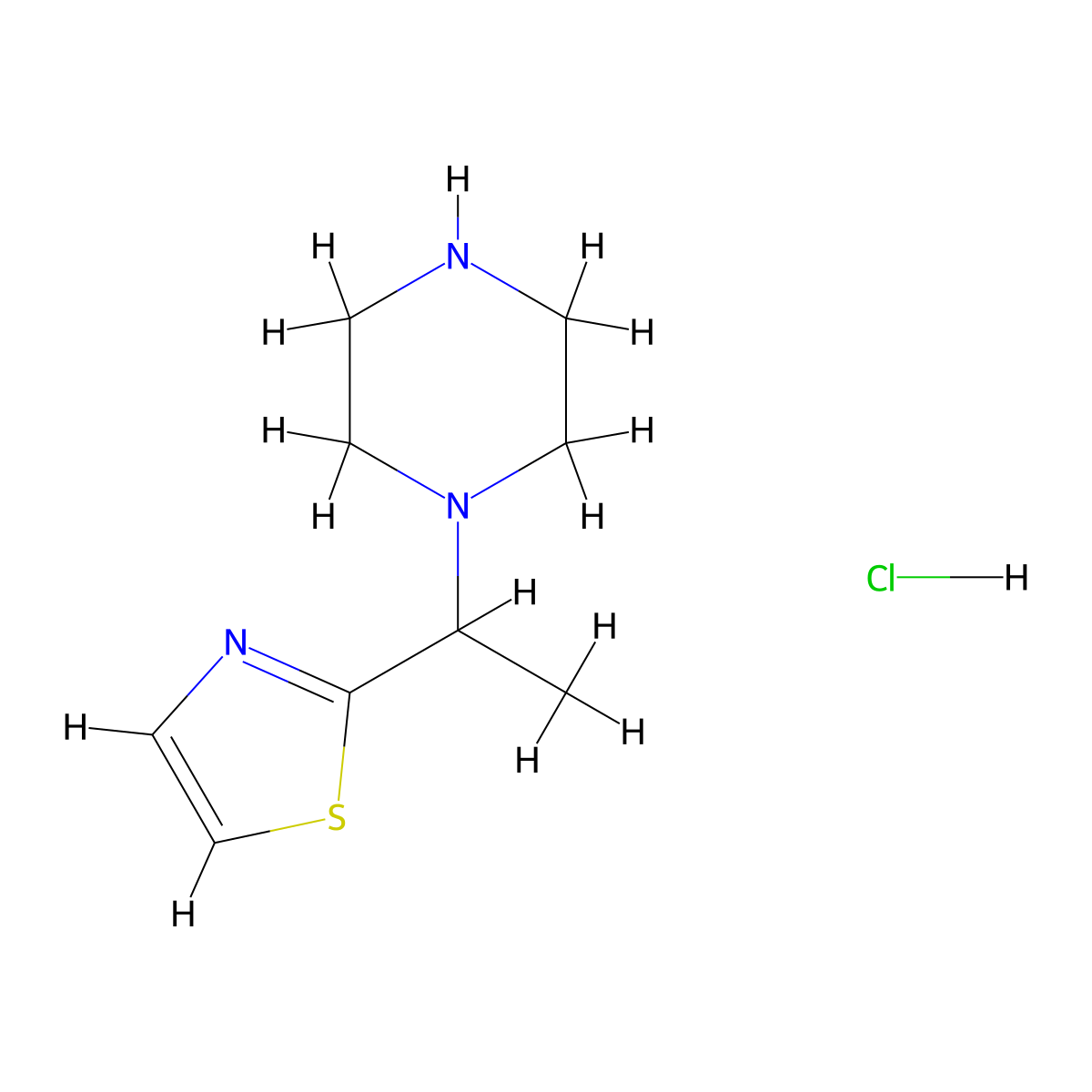 1-(1-Thiazol-2-yl-ethyl)-piperazine hydrochloride molecular structure, CAS 1185311-27-6