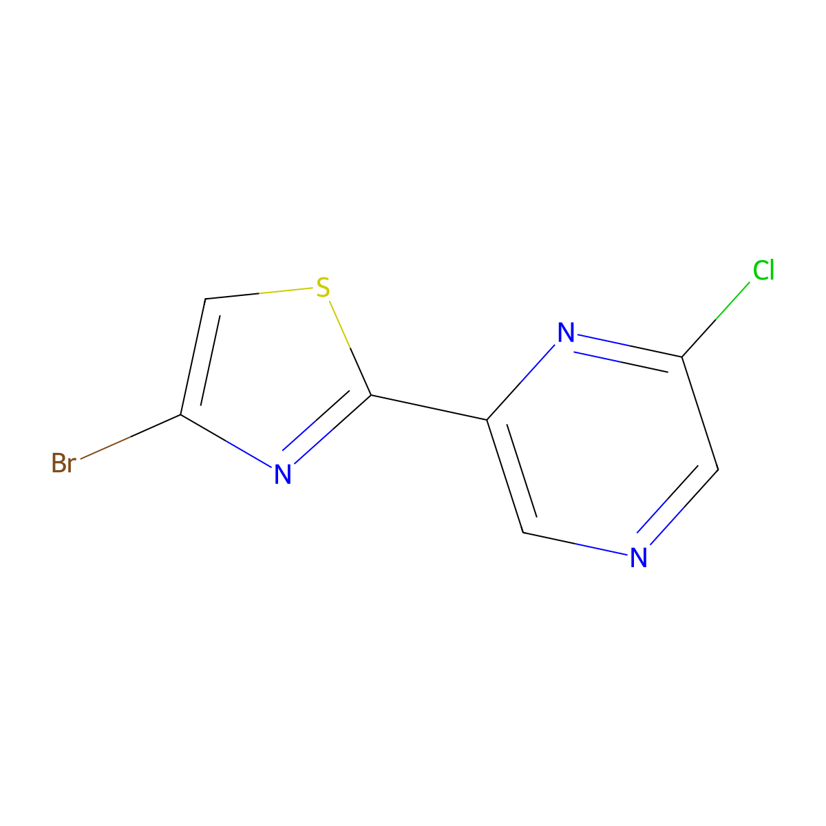 4-Bromo-2-(6'-chloro-2'-pyrazinyl)thiazole molecular structure, CAS 1185311-37-8