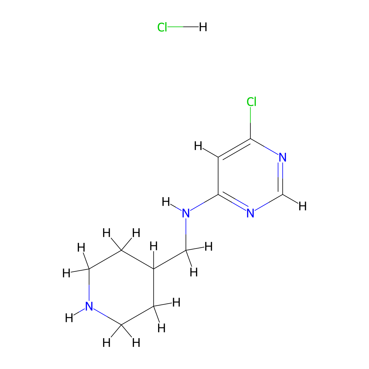 (6-Chloro-pyrimidin-4-yl)-piperidin-4-ylmethyl-amine hydrochloride molecular structure, CAS 1185311-52-7