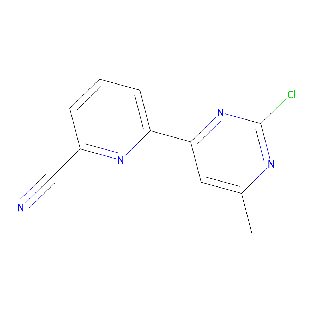 2-Chloro-4-methyl-6-(6'-cyano-2'-pyridyl)pyrimidine molecular structure, CAS 1185311-72-1
