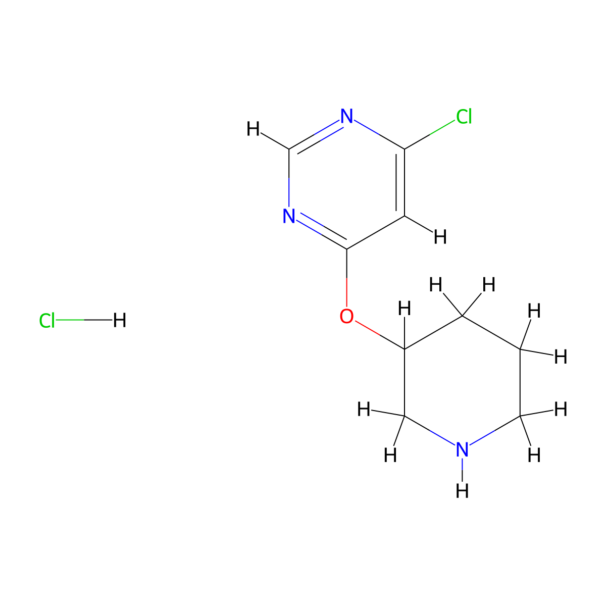 6-Chloro-4-pyrimidinyl 3-piperidinyl ether hydrochloride molecular structure, CAS 1185311-81-2