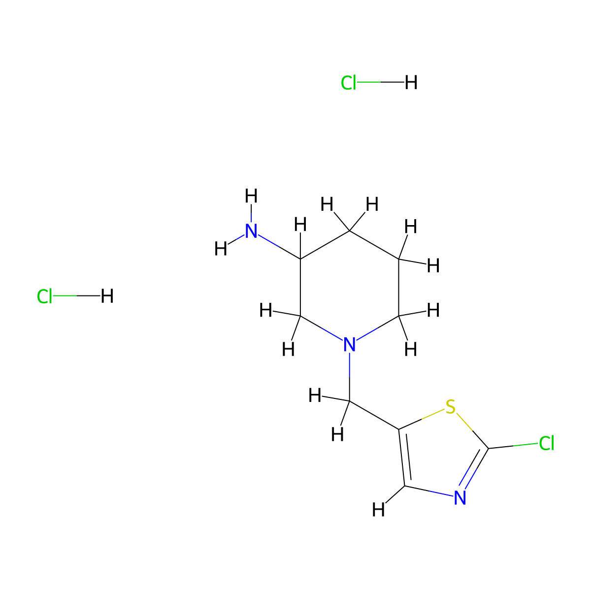 1-(2-Chloro-thiazol-5-ylmethyl)-piperidin-3-ylamine dihydrochloride molecular structure, CAS 1185311-97-0