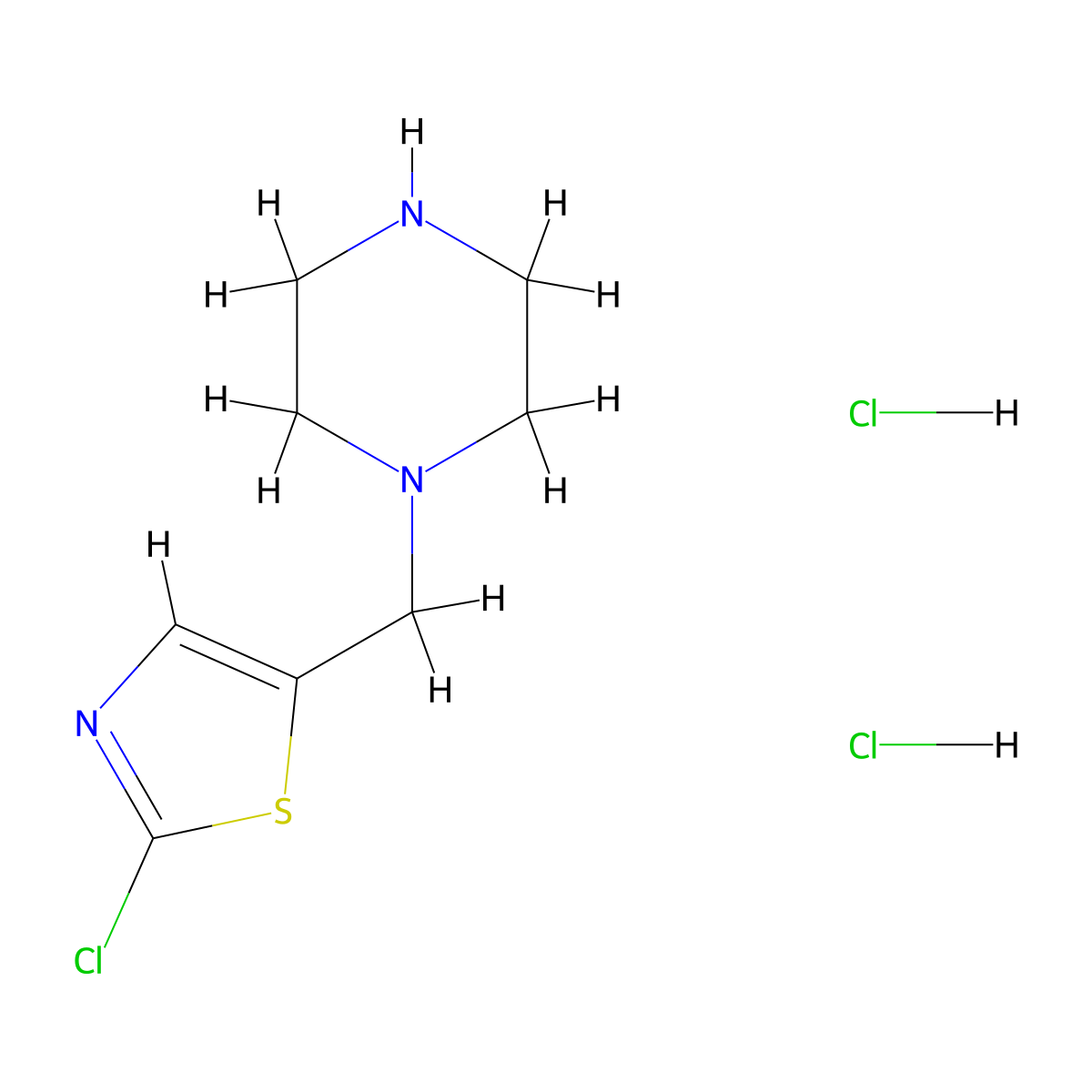 2-Chloro-5-(piperazin-1-ylmethyl)thiazole dihydrochloride molecular structure, CAS 1185312-01-9