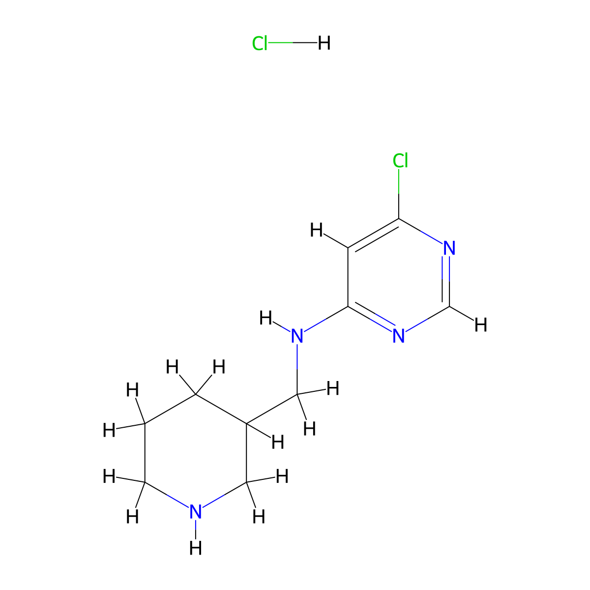 (6-Chloro-pyrimidin-4-yl)-piperidin-3-ylmethyl-amine hydrochloride molecular structure, CAS 1185312-08-6
