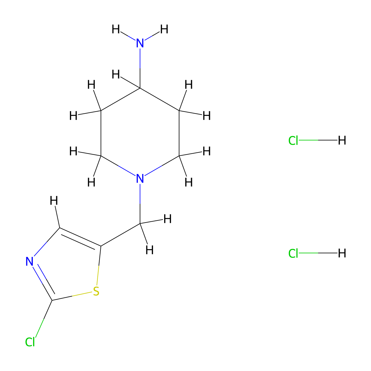 1-(2-Chloro-thiazol-5-ylmethyl)-piperidin-4-ylamine dihydrochloride molecular structure, CAS 1185312-10-0
