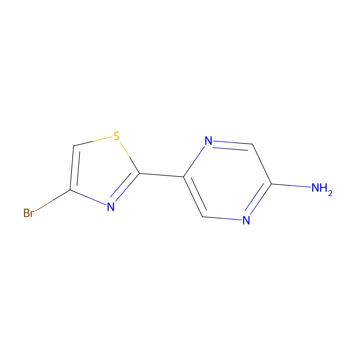 4-Bromo-2-(5'-amino-2'-pyrazinyl)thiazole molecular structure, CAS 1185312-33-7