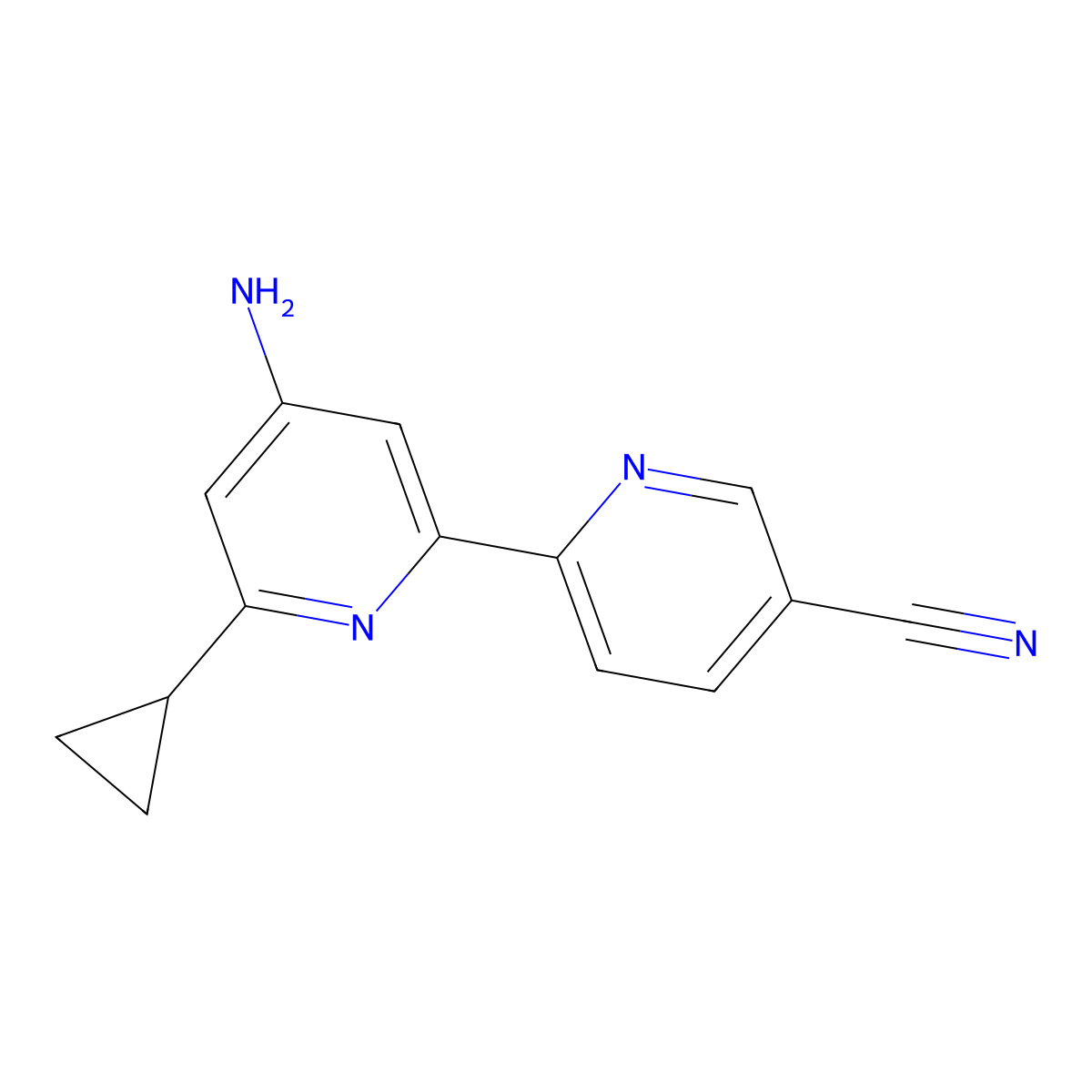 4-Amino-6-cyclopropyl-5'-cyano-2,2'-bipyridine molecular structure, CAS 1185312-40-6