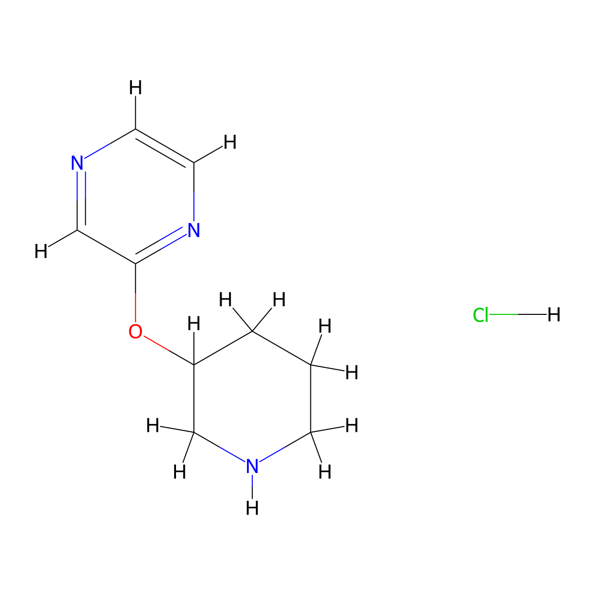 2-(Piperidin-3-yloxy)-pyrazine hydrochloride molecular structure, CAS 1185312-42-8