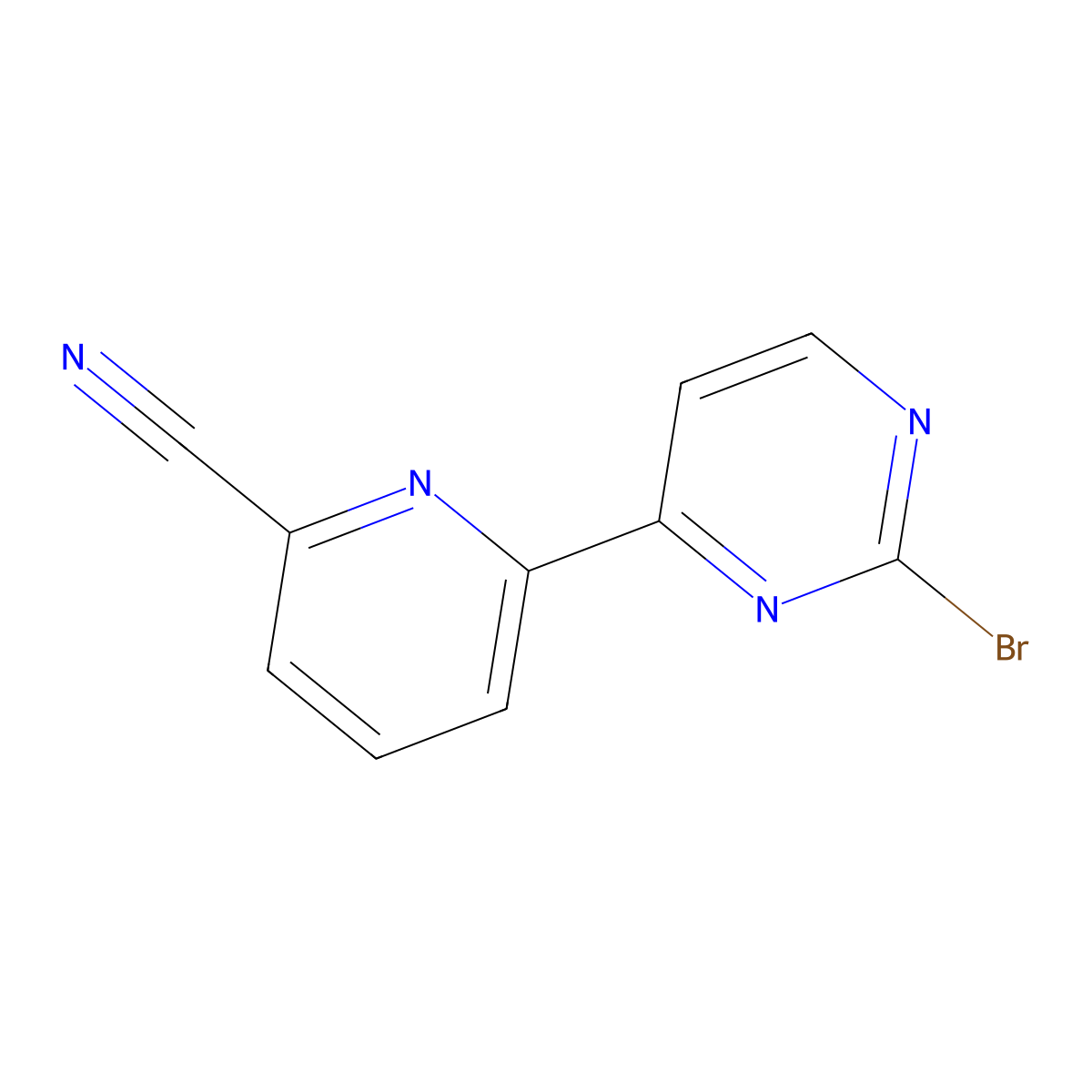 2-Bromo-4-(6'-cyano-2'-pyridyl)pyrimidine molecular structure, CAS 1185312-63-3