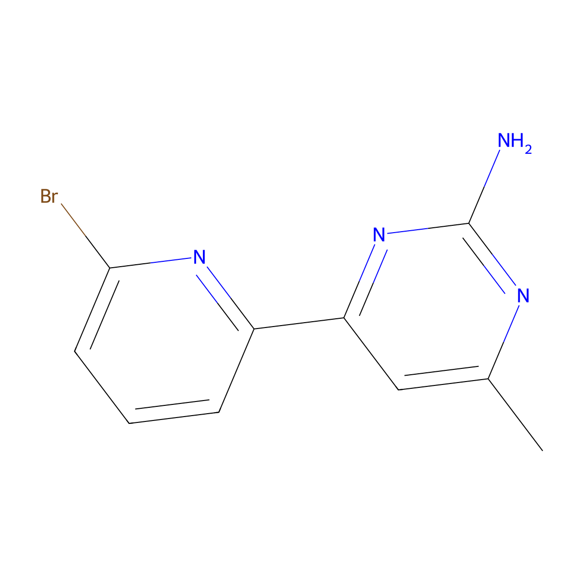 2-Amino-4-methyl-6-(6'-bromo-2'-pyridyl)pyrimidine molecular structure, CAS 1185312-75-7