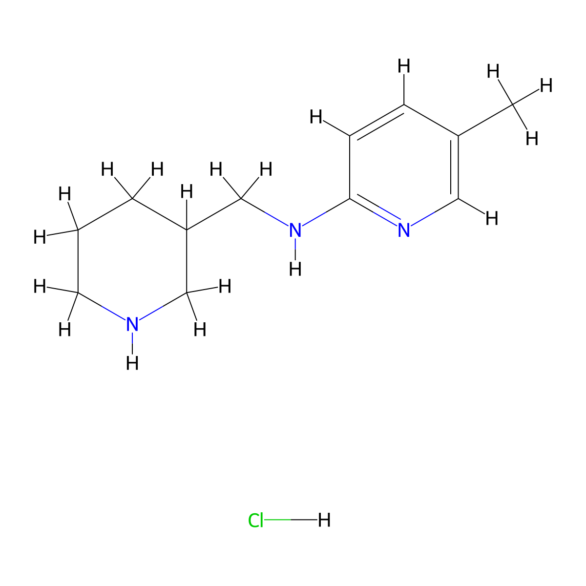 5-Methyl-N-((piperidin-3-yl)methyl)pyridin-2-amine--hydrogen chloride (1/1) molecular structure, CAS 1185312-77-9