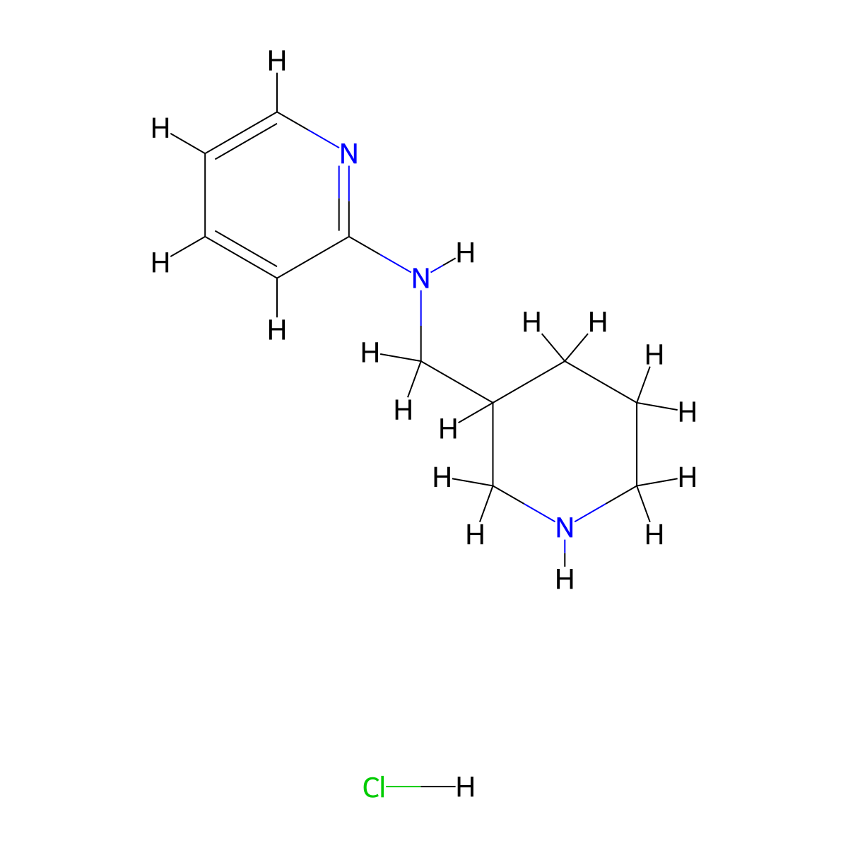 N-(piperidin-3-ylmethyl)pyridin-2-amine hydrochloride molecular structure, CAS 1185313-01-2