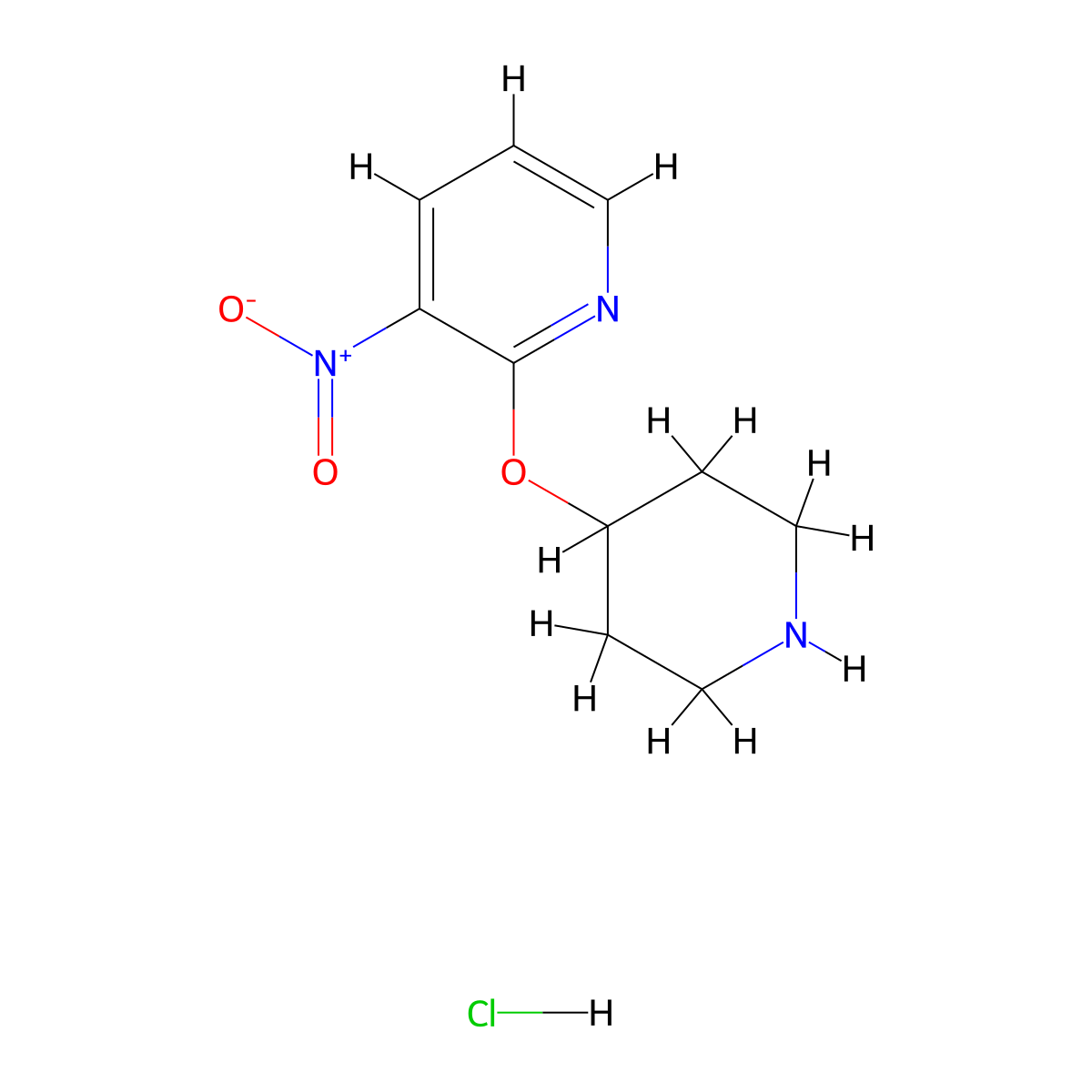 3-Nitro-2-(piperidin-4-yloxy)pyridine hydrochloride molecular structure, CAS 1185313-15-8