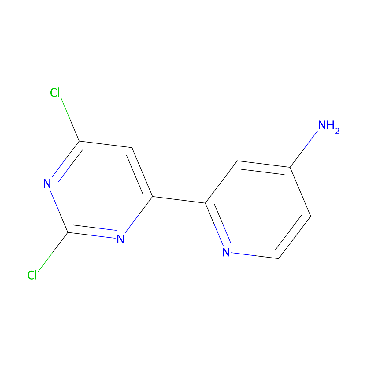 2,6-Dichloro-4-(4'-amino-2'-pyridyl)pyrimidine molecular structure, CAS 1185313-36-3