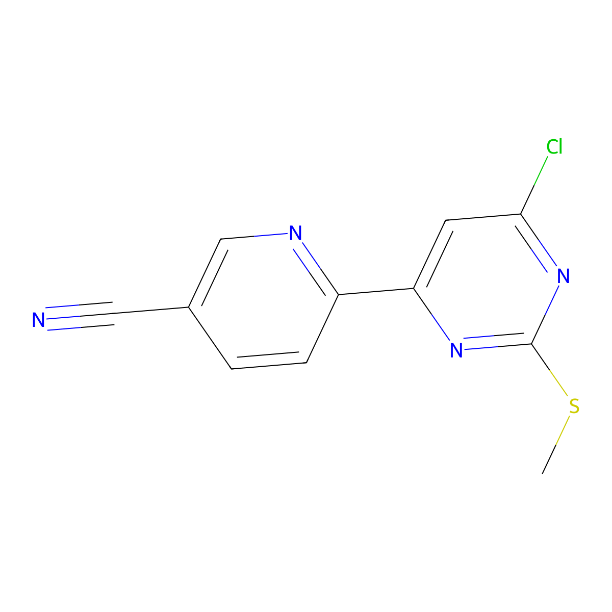 6-Chloro-2-methylthio-4-(5'-cyano-2'-pyridyl)pyrimidine molecular structure, CAS 1185313-39-6