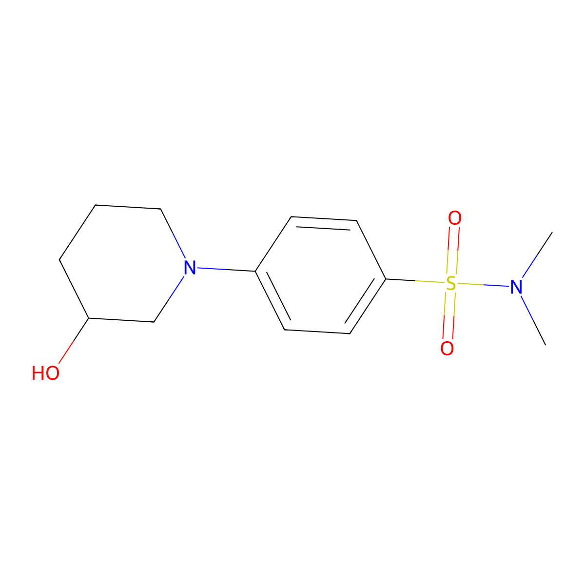 4-(3-hydroxypiperidin-1-yl)-N,N-dimethylbenzenesulfonamide molecular structure, CAS 1185313-49-8
