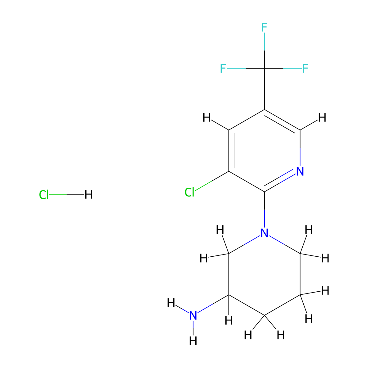 1-(3-Chloro-5-(trifluoromethyl)pyridin-2-yl)piperidin-3-amine hydrochloride molecular structure, CAS 1185313-62-5