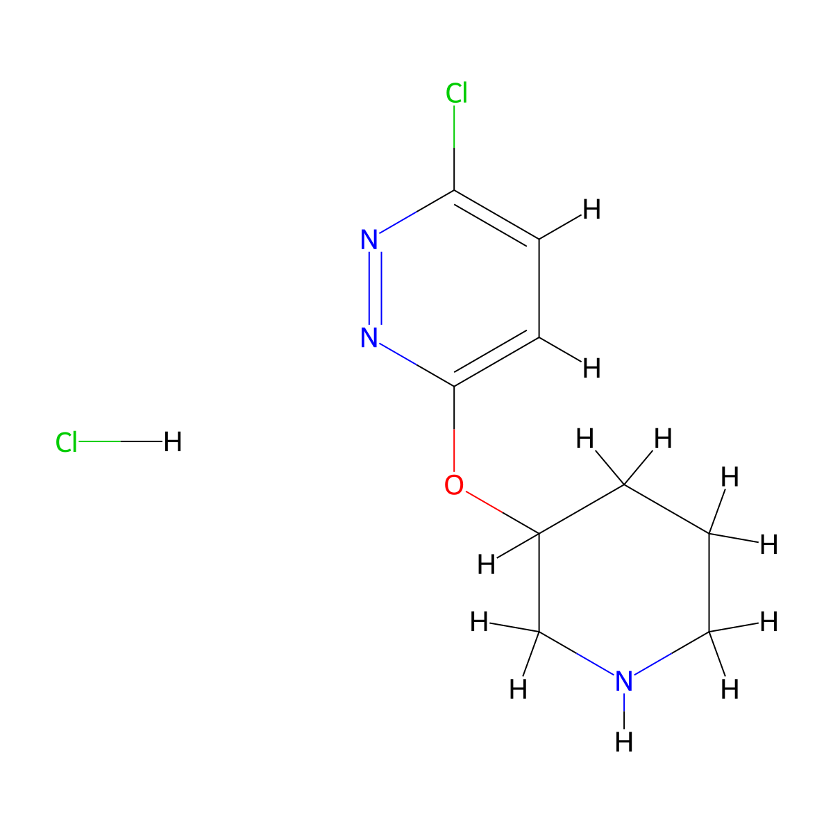 3-Chloro-6-(piperidin-3-yloxy)pyridazine hydrochloride molecular structure, CAS 1185313-93-2