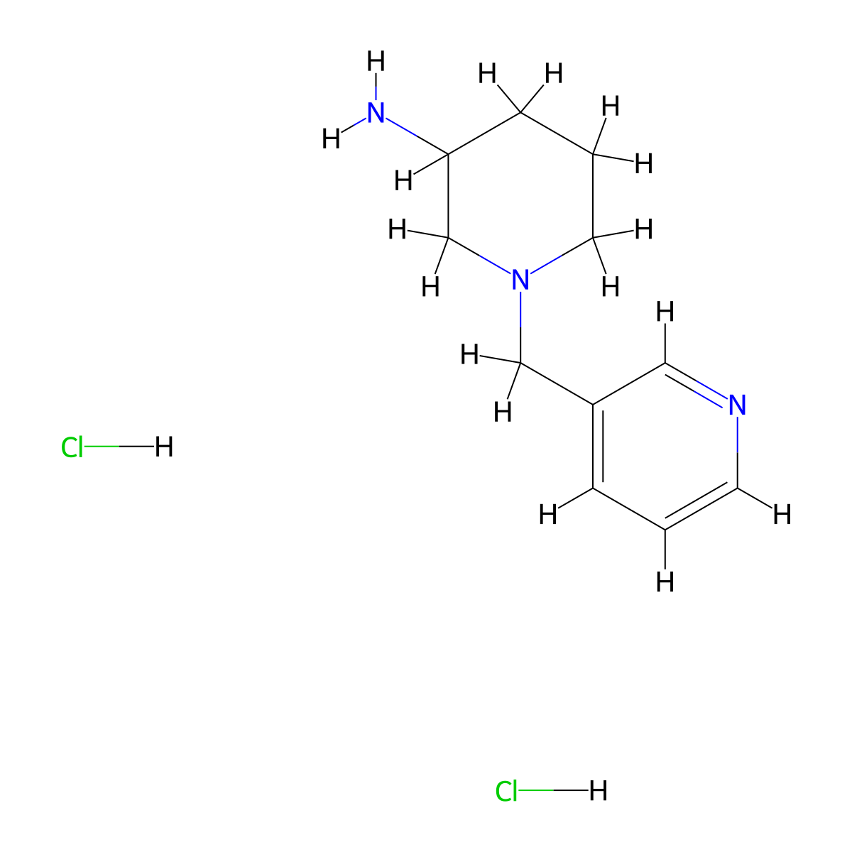 1-(Pyridin-3-ylmethyl)piperidin-3-amine dihydrochloride molecular structure, CAS 1185313-98-7