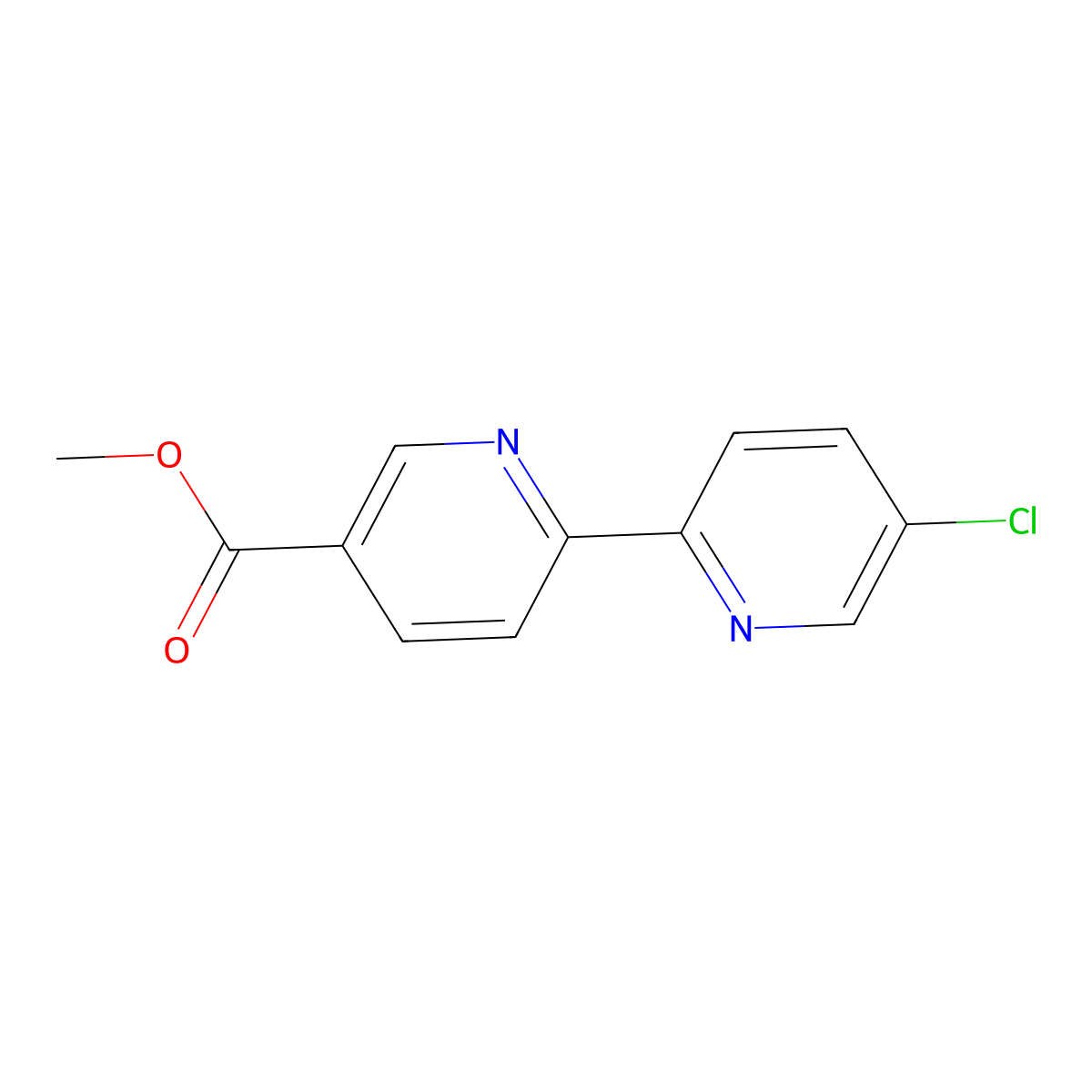 5-Methoxycarbonyl-5'-chloro-2,2'-bipyridine molecular structure, CAS 1185314-14-0