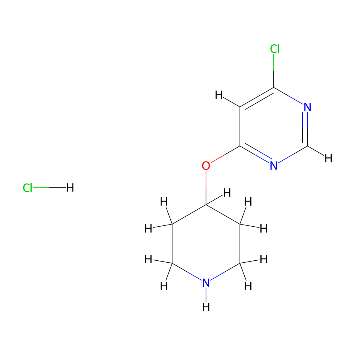 4-Chloro-6-(piperidin-4-yloxy)pyrimidine hydrochloride molecular structure, CAS 1185314-18-4